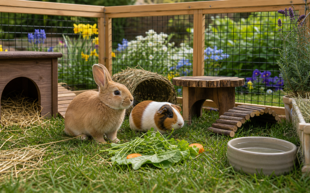 Kaninchen und Meerschweinchen im Frühling: Gehege, Futter und Sicherheit